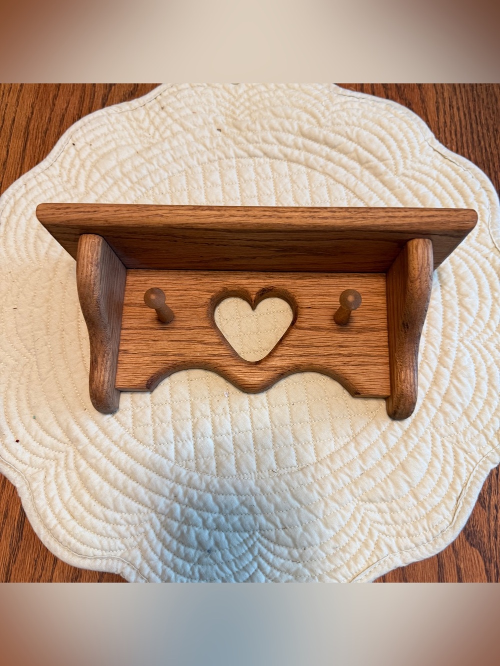 Wooden Heart Wall Hook Rack